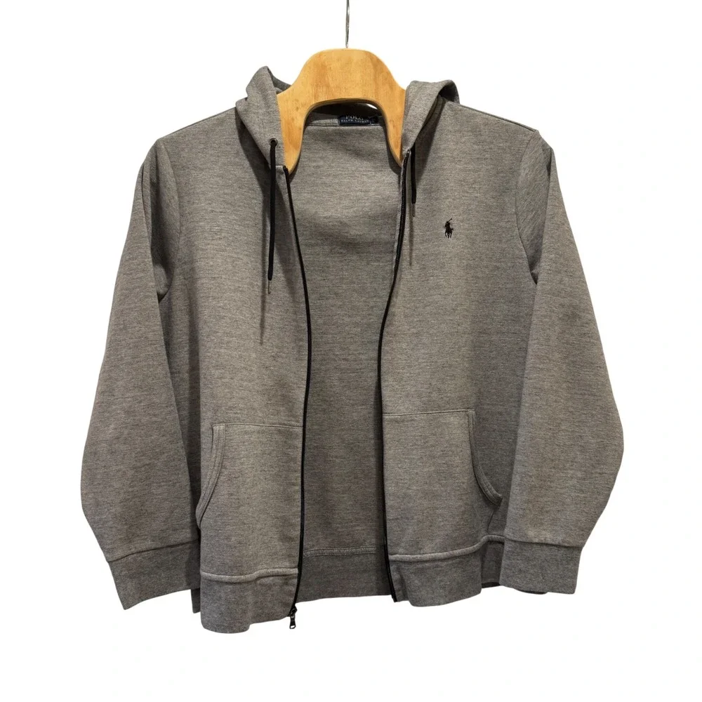 Polo Ralph Lauren Hoodie Mens XXL‎ Gray Full Zip Pony Logo Cotton Loungewear
